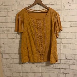 Maurices mustard eyelet lace top